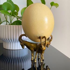Brass Ram Perch & Ostrich Egg